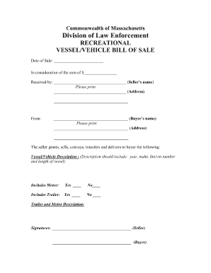 bill of sale form free printable