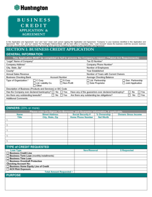 Business Credit Application and Agreement