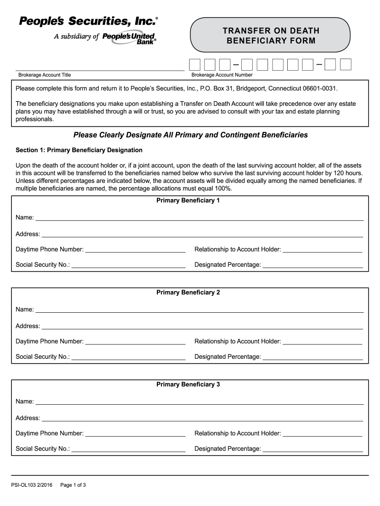 Fillable Online Blank Tod Form Fax Email Print PdfFiller