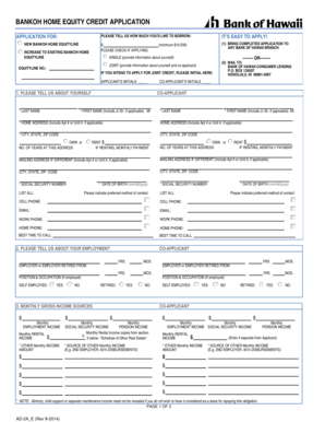 Bankoh Home Equity Credit Application