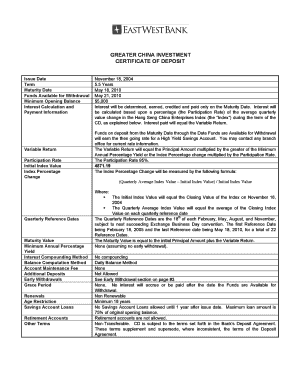 greater china investment certificate of deposit form