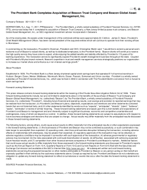 merger of beacon trust and provident bank