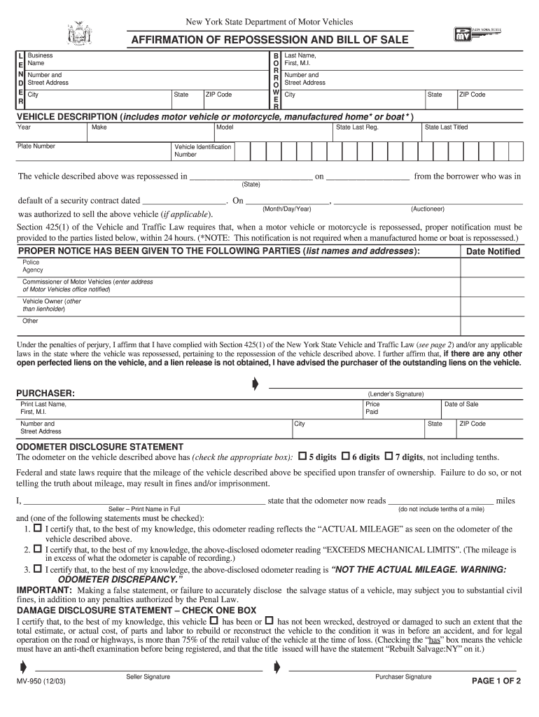 affidavit of repossession illinois Preview on Page 1