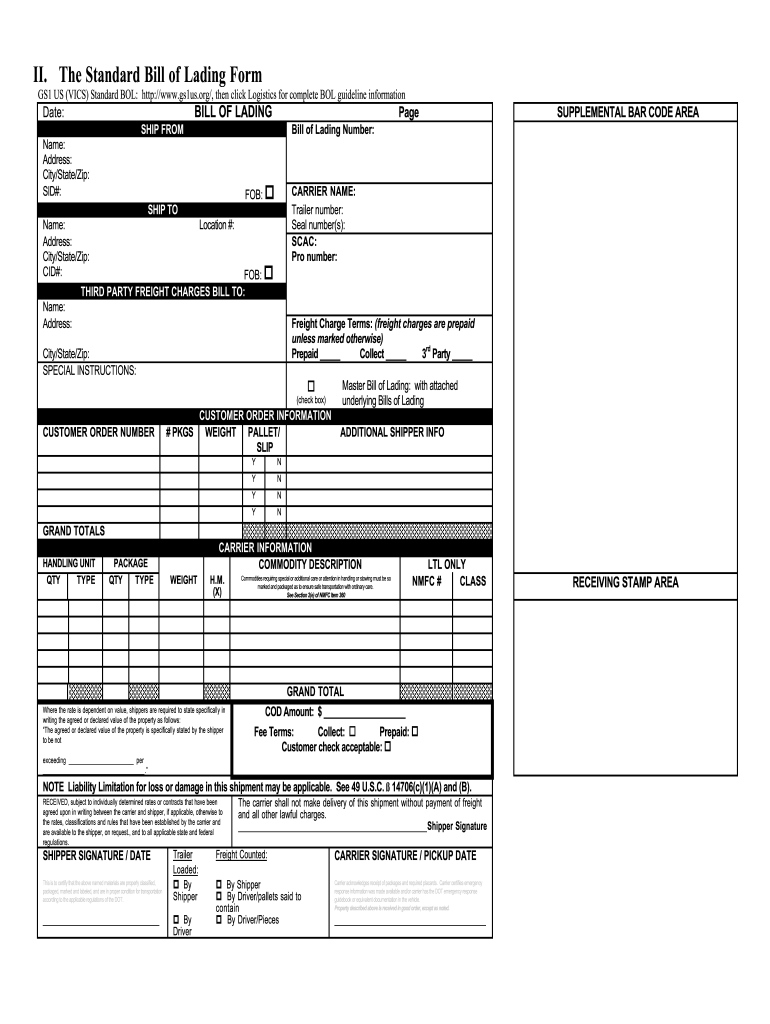 Standard Bol Fill Online Printable Fillable Blank Sign PdfFiller