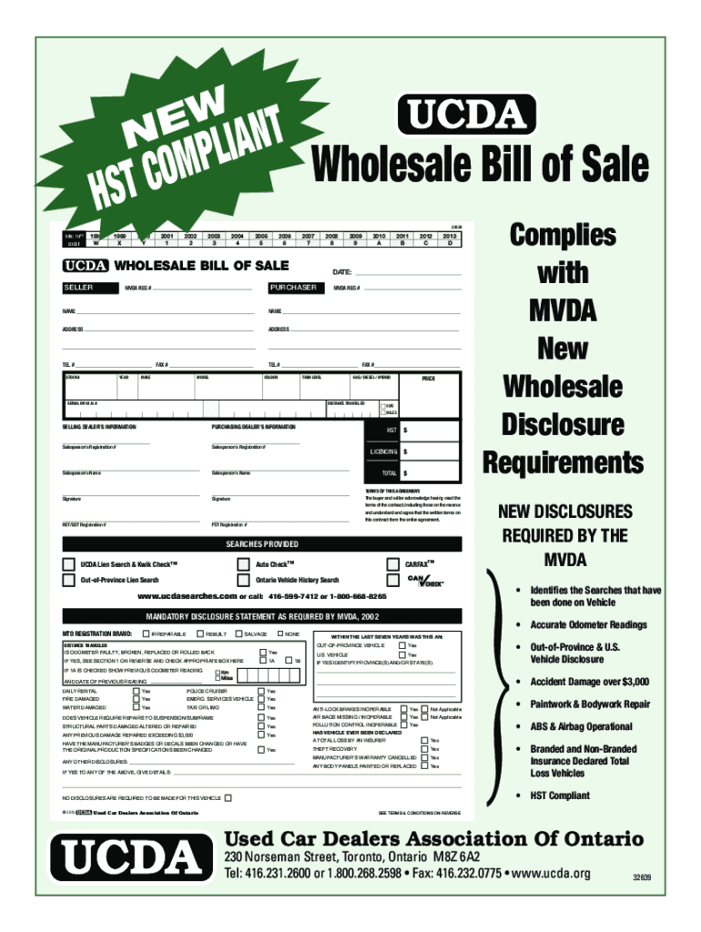ucda bill of sale Preview on Page 1.
