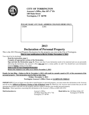 2013 Connecticut Personal Property Declaration