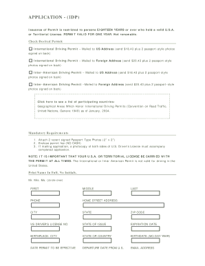 International Driving Permit Application