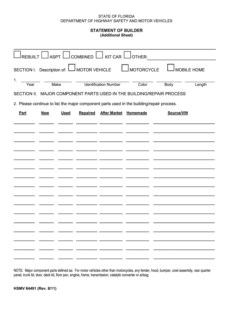2011 Form FL HSMV 84491 Fill Online Printable Fillable Blank PdfFiller