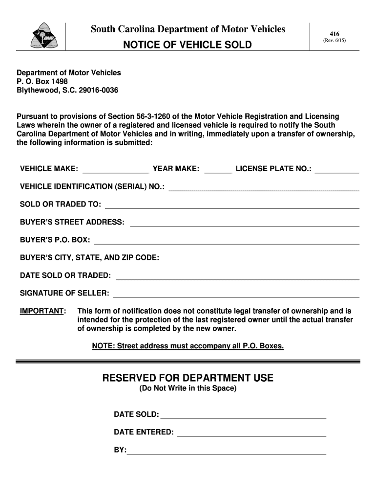 Scdmv Form 416 Fill Online Printable Fillable Blank PdfFiller