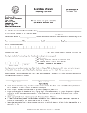 Illinois Beneficiary Claim Form