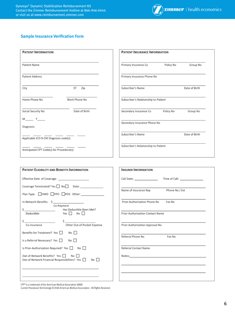 Medical insurance verification form template Fill out & sign online