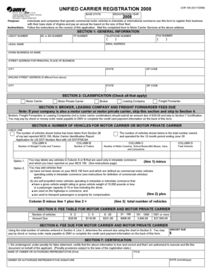 Unified Carrier Registration Form 2008