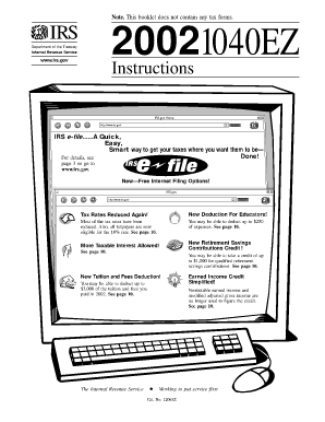 IRS 1040EZ Instructions 2002