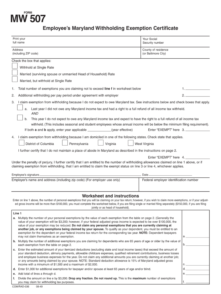 Mw 507 form: Fill out & sign online | DocHub