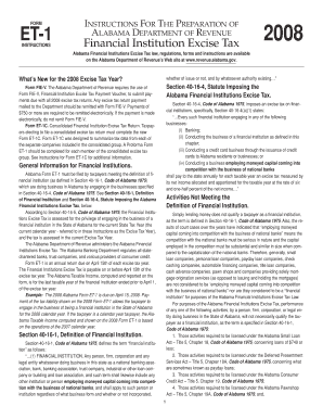 alabama department of revenue financial institution excise tax return 2013 et 1 form