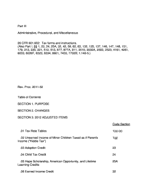 IRS Revenue Procedure 2011-52