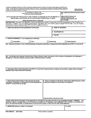 USDA Plant Import/Export Permit Application