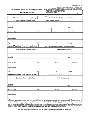 USPTO Declaration Supplemental Sheet