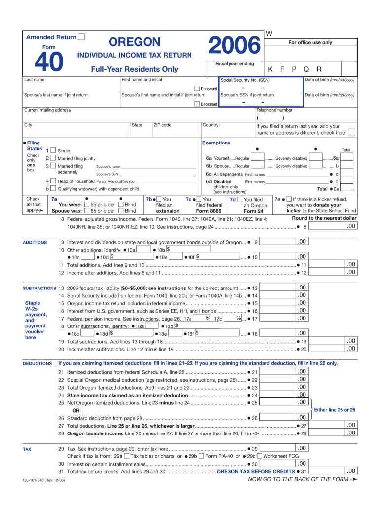 2006 form 40 Preview on Page 1