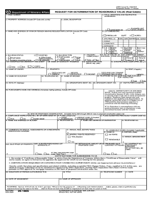 va request for determination of reasonablevalue va form 26 1805 va form 1805