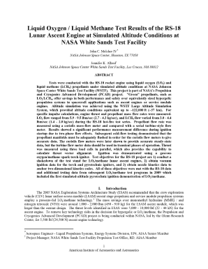 liquid oxygen liquid methane testing of the rs 18 at nasa white sands test facility wstf