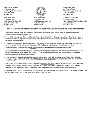 Travis County Traffic Citation Reply Form