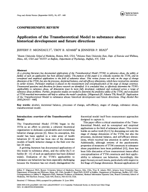 Application of the transtheoretical model to substance abuse historical development and future directions form