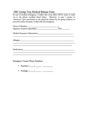 writable medical release form children