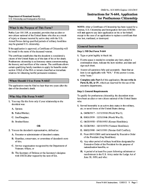 Instructions for N -644, Application for Posthumous Citizenship - USCIS - uscis