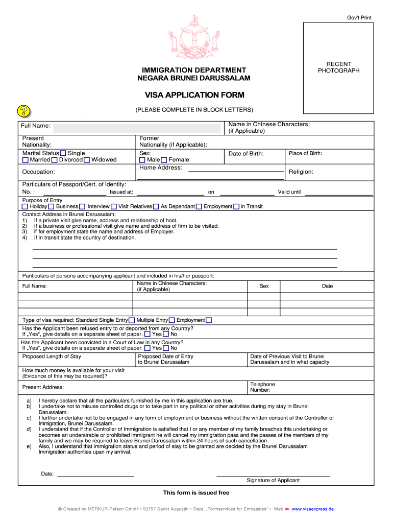 Brunei Work Visa Sample Fill Online Printable Fillable Blank PdfFiller