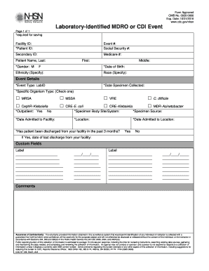 laboratory identified mdro or cdi event form fill online cdi form