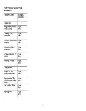 Health Appraisal Questionnaire