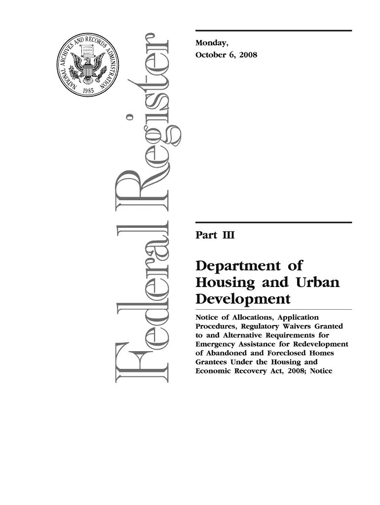 NSP1 Federal Register Notice - HUD - hud Preview on Page 1