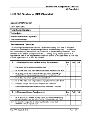 checklist for nhis ppt form