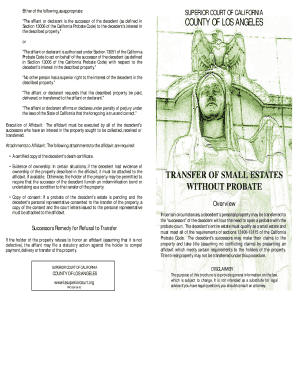 Transfer of small estates without probate form
