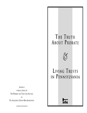 Example of brochure - Truth About Probate and Living Trusts in Pennsylvania brochure - acba