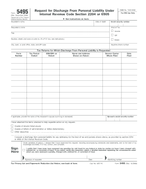 IRS Form 5495 Request for Discharge From Personal Liability