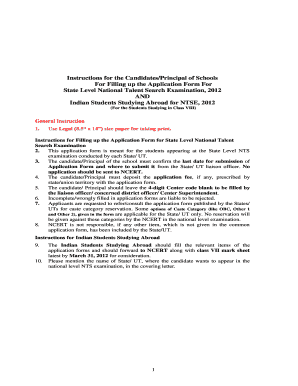 State Level National Talent Search Examination Application