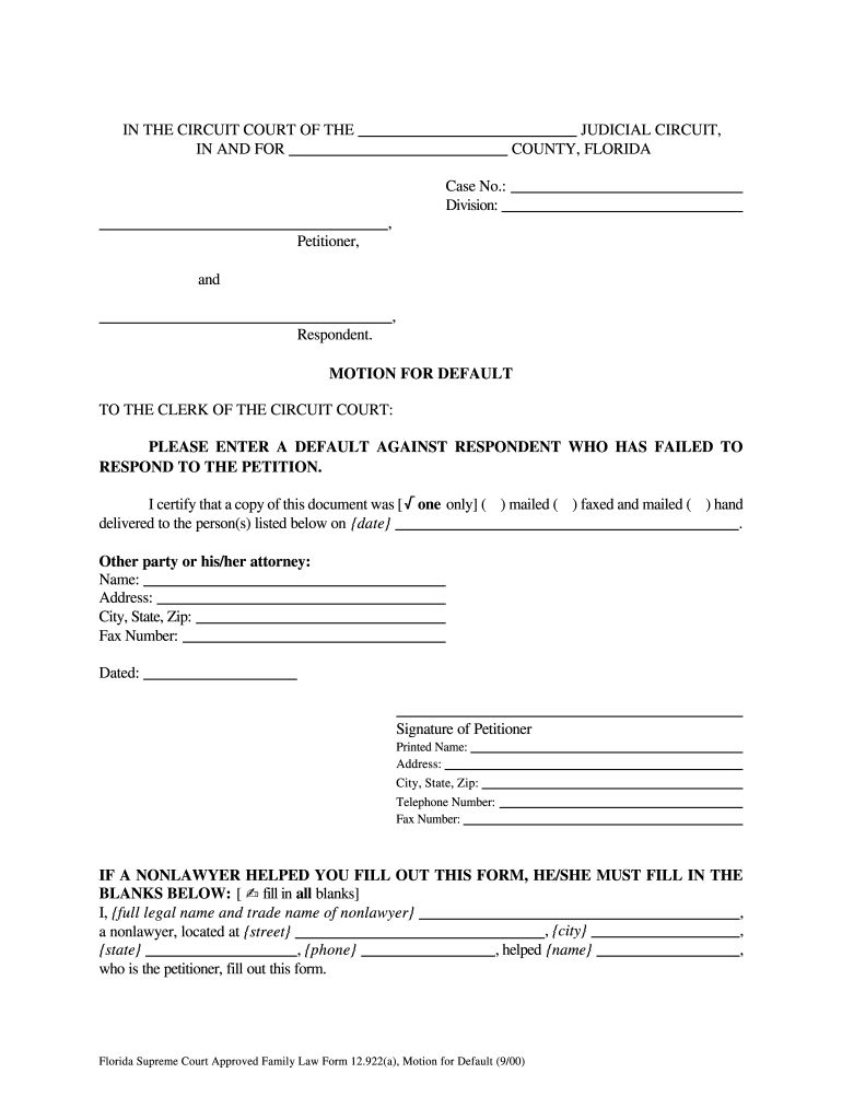 Florida Court Motion For Default Fill Online Printable Fillable Florida Court Motion For Default Fill Online Printable Fillable