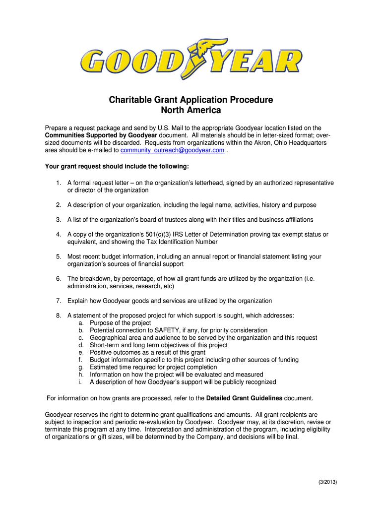 Charitable Grant Application Procedure North America - Goodyear Preview on Page 1