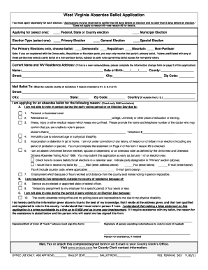 West Virginia Absentee Ballot Application