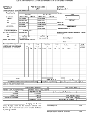 Oklahoma Travel Voucher Form 15A