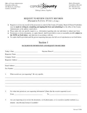 Camden County Public Records Request Form