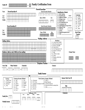 Texas WIC Family Certification Form