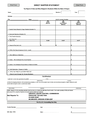 direct shipper statement oregon form