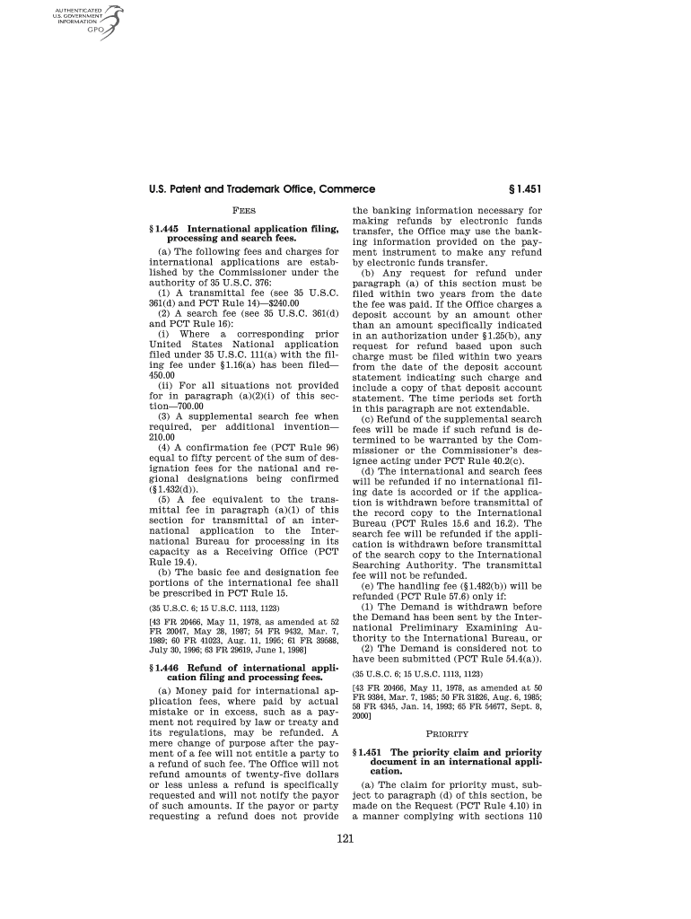 Patent and Trademark Office, Commerce FEES 1 - edocket access gpo Preview on Page 1