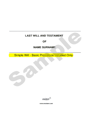 online pdffiller of last will and testament printable