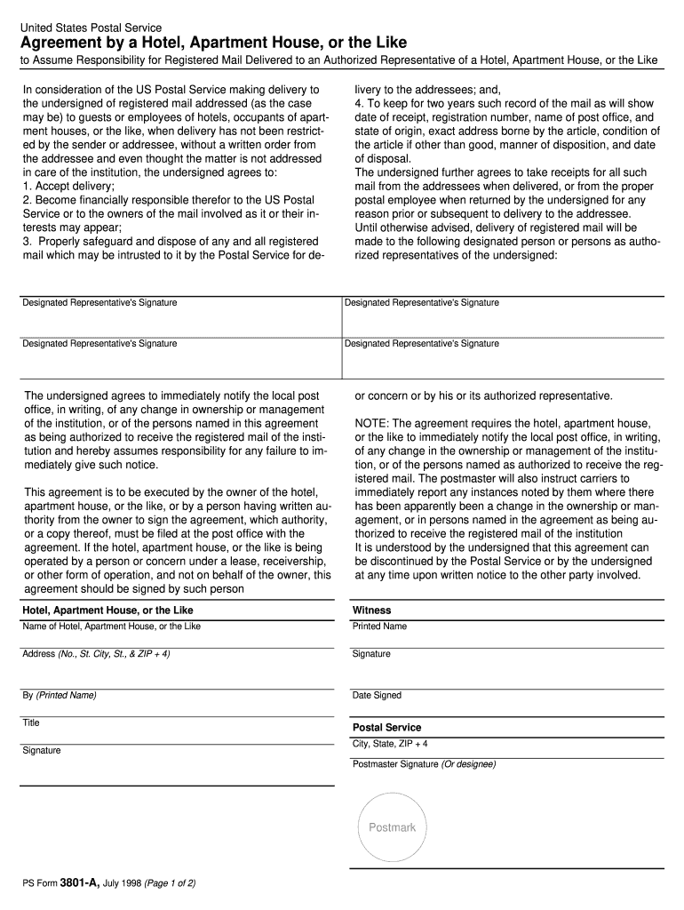 ps form 3801 Preview on Page 1