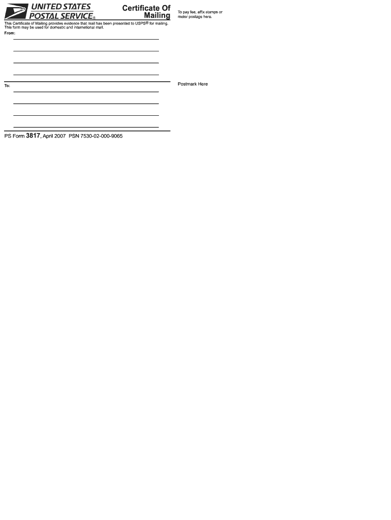 Certificate of mailing form: Fill out & sign online | DocHub