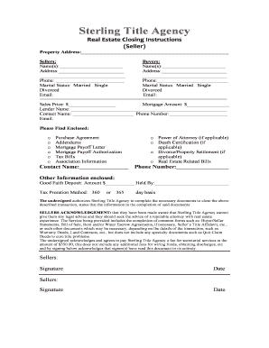 Michigan Real Estate Closing Instructions